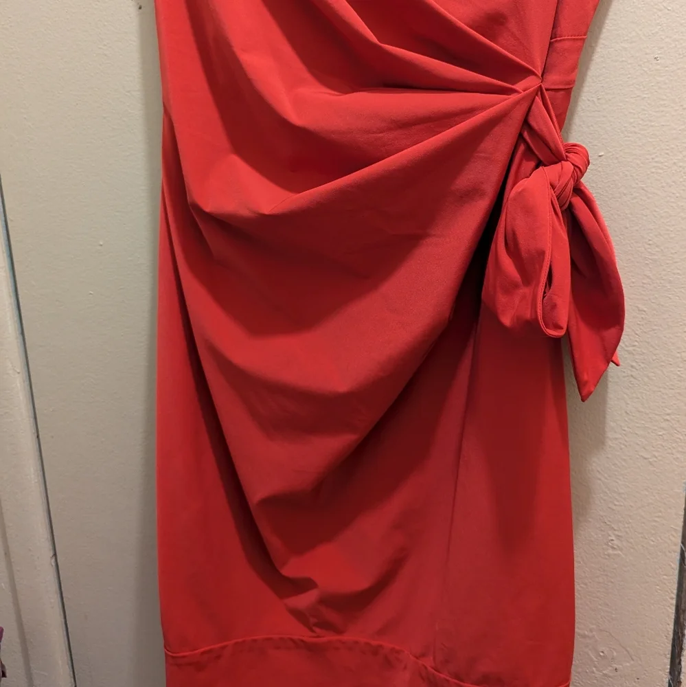 Diane von Furstenberg New Della Poplin Hot Pink Sheath Dress Wrap Tie Front- 14 - Picture 7 of 12